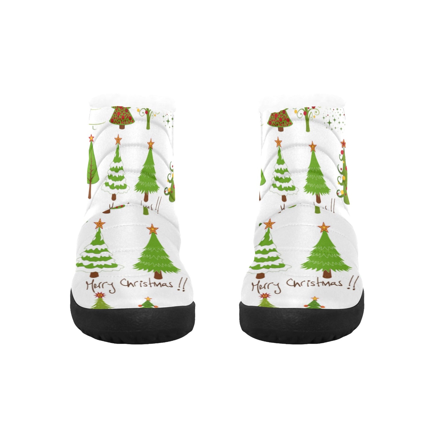 Christmas Tree Boots Women's Cotton-Padded Shoes (Model 19291)