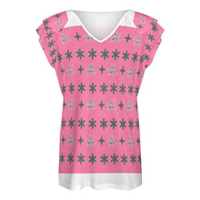 Load image into Gallery viewer, Traci K Patterned V-neck T-shirt Women&#39;s Ruffle Sleeve V-Neck T-Shirt
