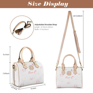 Traci K Put a Bow On It Boston Sachel Handbag Boston Leather Handbag-Khaki Handle (Model 1746)