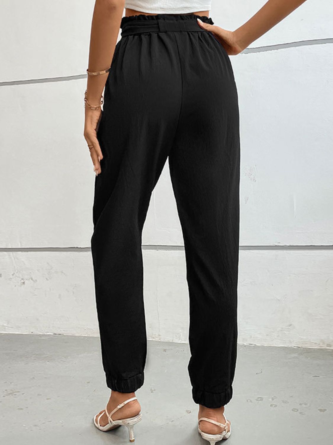 Put a Bow on It Perfee Tie Front Long Pants