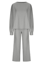 Load image into Gallery viewer, Round Neck Long Sleeve Top and Pants Set
