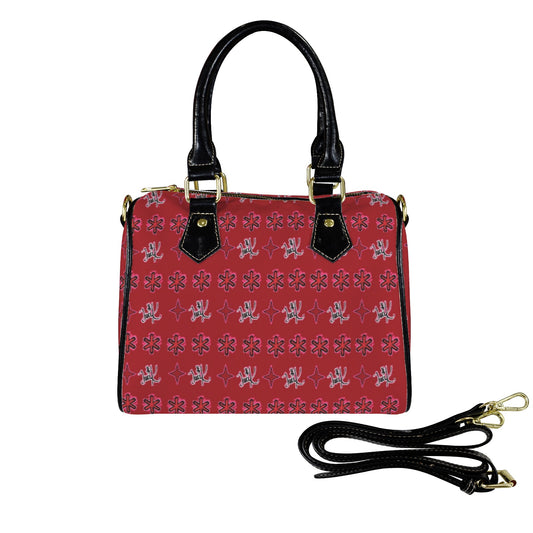 Traci K Designer Patterned Boston Handbag Red / Black Boston Handbag-Black Handle (Model 1746)