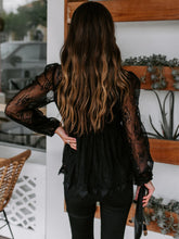 Load image into Gallery viewer, Lace Detail Plunge Long Sleeve Blouse
