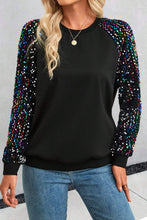 Load image into Gallery viewer, Sequin Round Neck Long Sleeve Blouse
