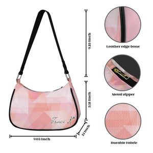 Traci K Designer Pink Shimmer Shoulder Bag Black Strap Women's Shoulder Bag-Black Strap (Model 1748)