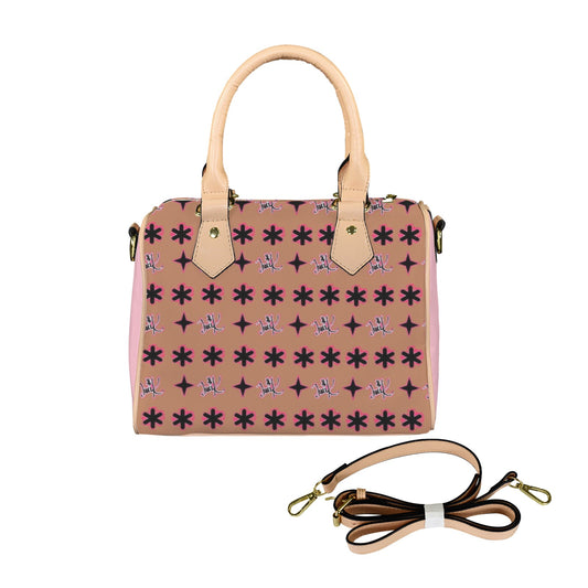 Traci K Designer Signature Bag Boston Handbag-Khaki Handle (Model 1746)( Pink