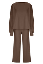 Load image into Gallery viewer, Round Neck Long Sleeve Top and Pants Set
