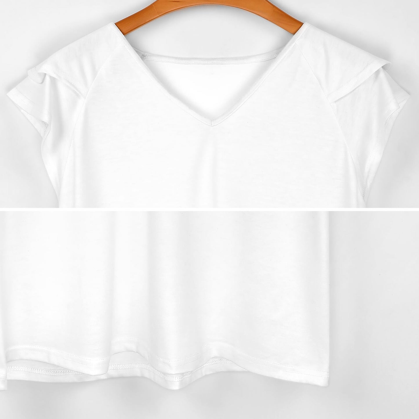 Traci K Designer V-neck T-Shirt Women's Ruffle Sleeve V-Neck T-Shirt