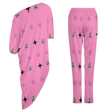 Load image into Gallery viewer, Traci K Pink Patterned Signatured Diagonal shoulder two piece set Women&#39;s Off Shoulder Two-piece Set
