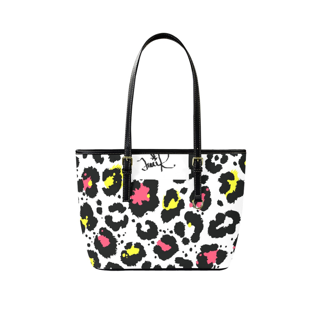 Traci K Designer Animal Print Leather Tote Leather Tote Bag-Small Model (1651)