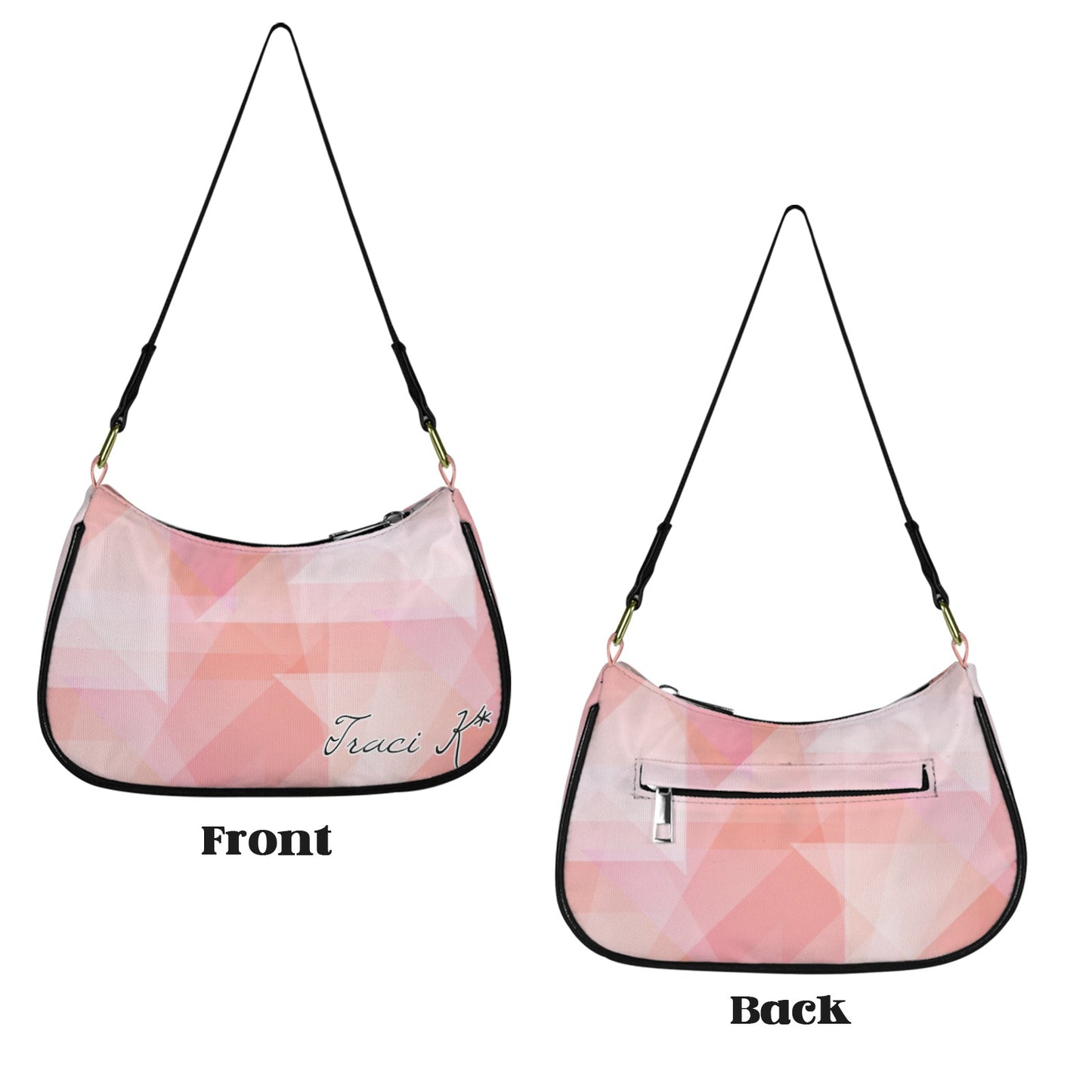 Traci K Designer Pink Shimmer Shoulder Bag Black Strap Women's Shoulder Bag-Black Strap (Model 1748)