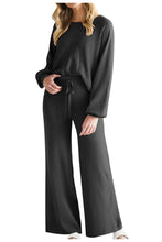 Load image into Gallery viewer, Round Neck Long Sleeve Top and Pants Set
