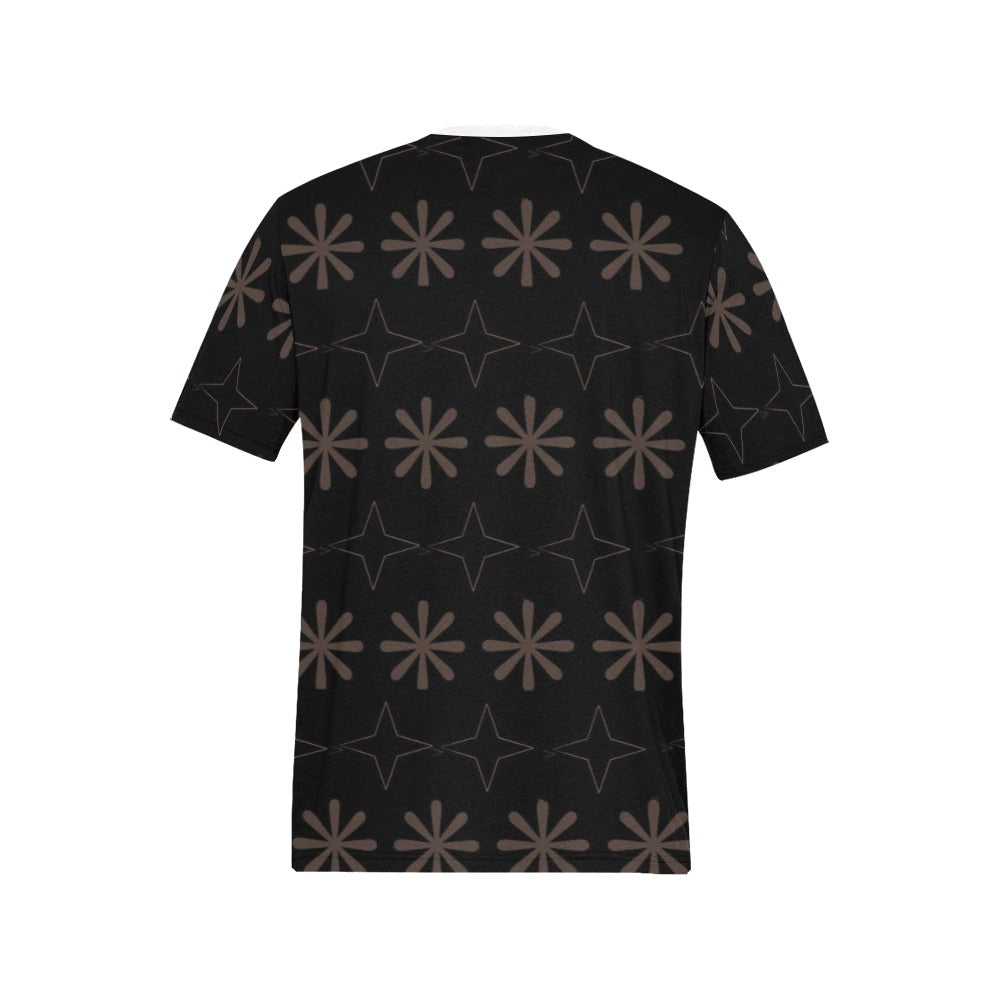 Traci K Signature Patterned Mens Shirt Men's All Over Print T-Shirt (Solid Color Neck) (Model T63)