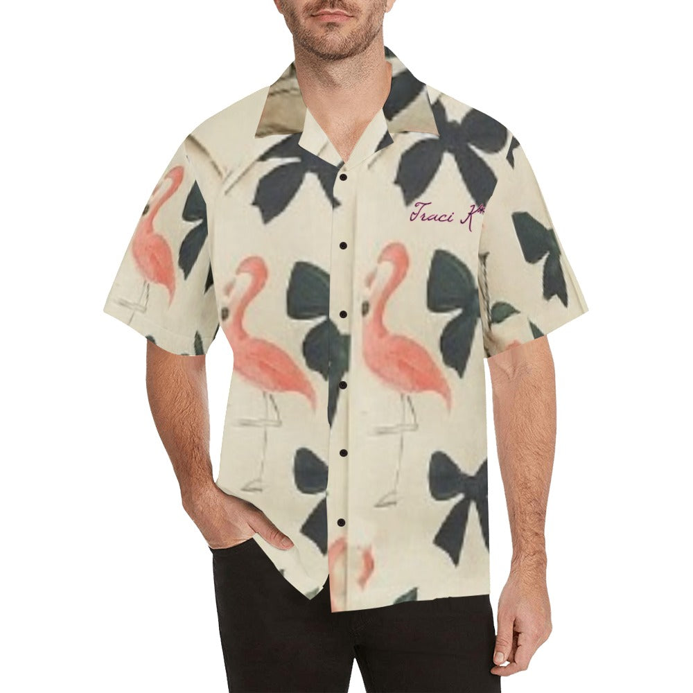 Traci K Put a Bow On It / Flamingo Men Vacation Shirt Hawaiian Shirt (Model T58)
