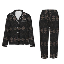 Load image into Gallery viewer, Traci K* Signature Pattern Satin Loungewear Black Women&#39;s Long Sleeve Satin Pajama Set
