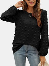 Load image into Gallery viewer, Swiss Dot Round Neck Long Sleeve Blouse
