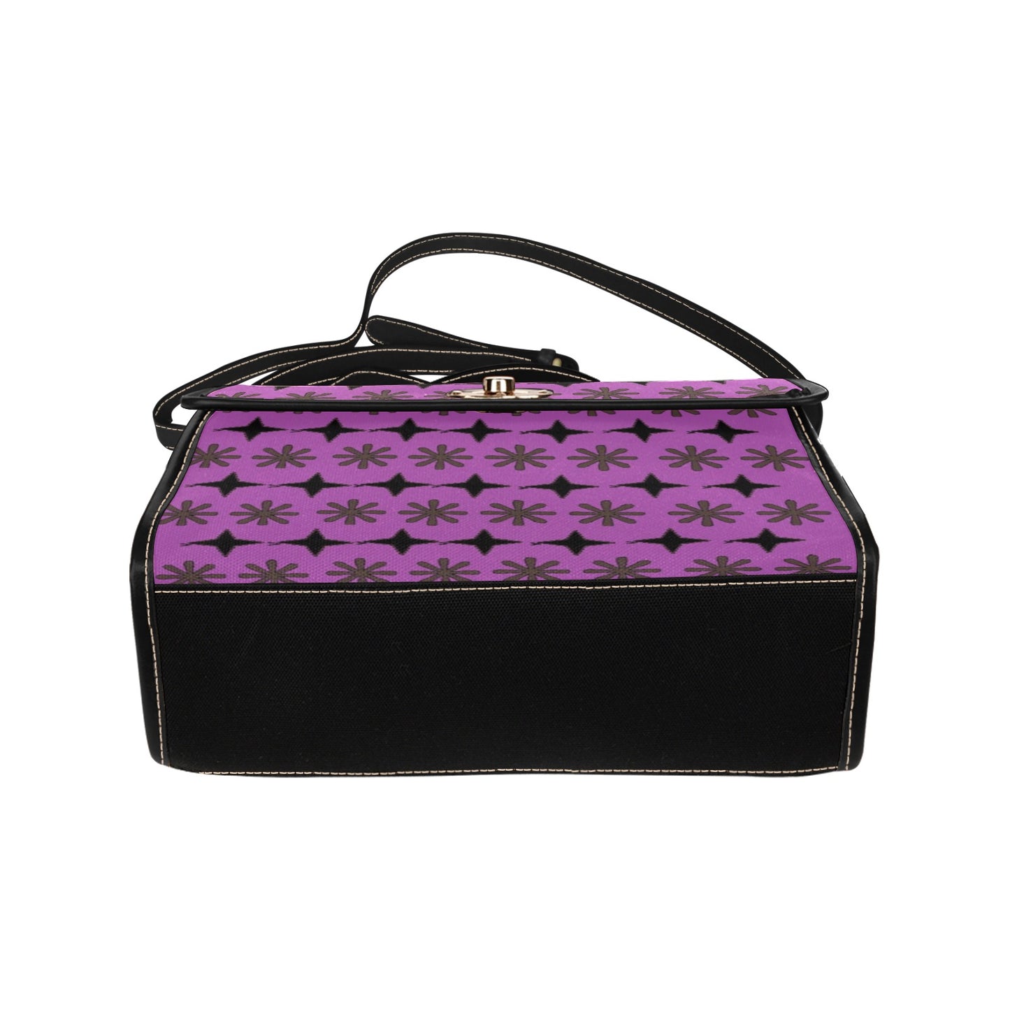 Traci K Luxury Designer SIgnatured Purple Sachet Bag Waterproof Canvas Bag-Black (All Over Print) (Model 1641)