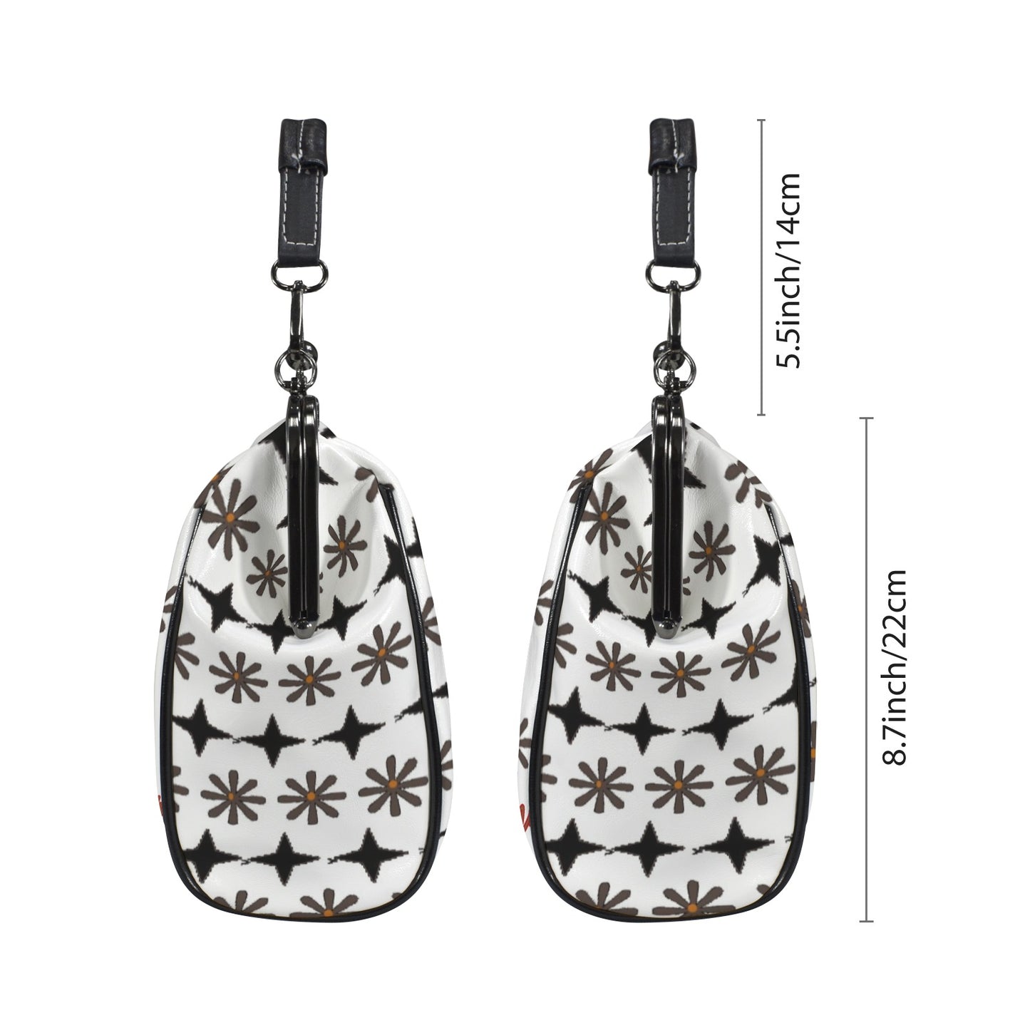 Traci K Signatured Patterned Brown / Red KissLock Bag Kisslock Crossbody Shoulder Bag (Model 1752)