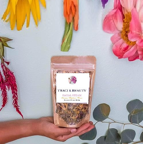Traci K Beauty Botanical Facial Steam 8 Steams | Organic Skin Care | All Skin Types | Cleanse, Hydrate, Tone | USDA Organic Herbs