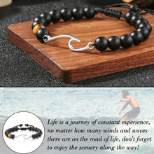 Load image into Gallery viewer, Wave Length Bracelet Inspirational Ocean Wave Motif Bracelet, Black Onyx &amp; Tigereye Beads, Fashionable Imitation Jade, with Encouragement for Tough Times, for Son, Grandson, Friend, Colleague, Ideal for Christmas, New Year, Graduation, Valentine&#39;S Day
