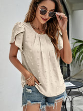 Load image into Gallery viewer, Swiss Dot Round Neck Petal Sleeve Top
