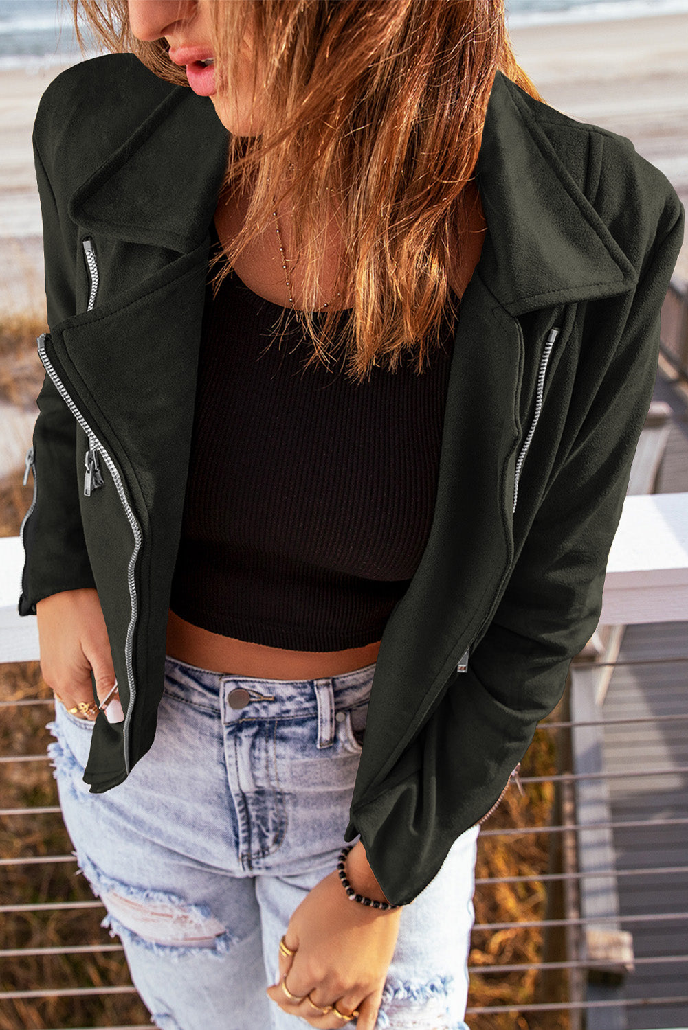 Zipper Detail Moto Jacket
