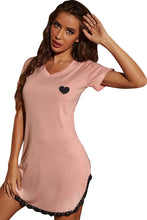 Load image into Gallery viewer, Heart Graphic Lace Trim Night Dress
