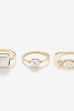 Load image into Gallery viewer, Pearl 18K Gold-Plated Ring Set
