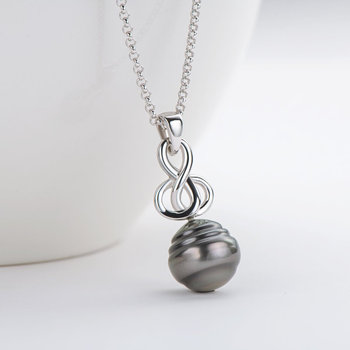 Cultured Tahitian Black Baroque Pearl Pendant Necklace