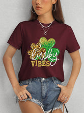 Load image into Gallery viewer, LUCKY VIBES Round Neck Short Sleeve T-Shirt
