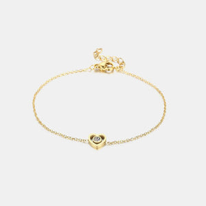 Inlaid Zircon Heart Necklace, Bracelet and Stud Earrings Jewelry Set