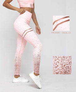 Fitstyle Yoga Pants Women Bronzing Double Ring Printing Fitness Sports High Elastic Print Yoga Pants