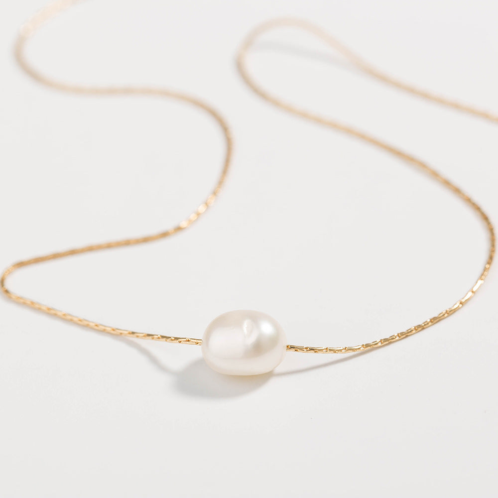 European and American wind necklace natural freshwater pearl card neck chain fashion ladies multi-layer necklace