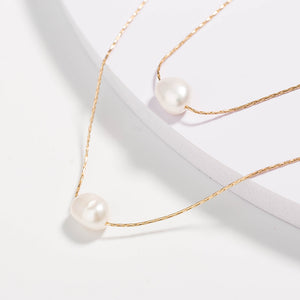 European and American wind necklace natural freshwater pearl card neck chain fashion ladies multi-layer necklace