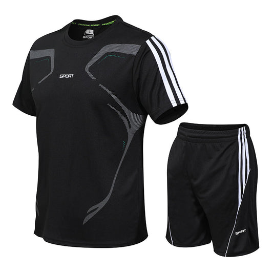 Set Men's Sports Set Fitness Short Sleeve T-Shirt Shorts Light Strong Dry breathable casual short T sportswear