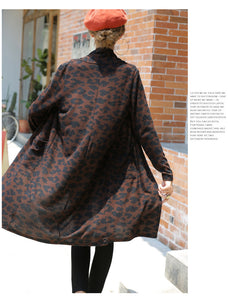 Sexy leopard print thin women's coat long knitted cardigan Model size S