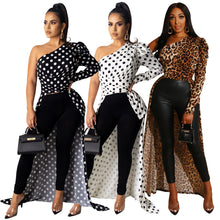 Load image into Gallery viewer, Shoulder Polka Dot Leopard-Print Shirt Dress  Women Clothing  Hot
