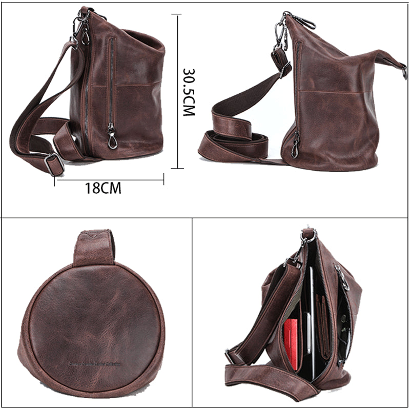 Black angel fashion trend leather men's Messenger bag multi-function casual street tide bag men's bag cross-border generation