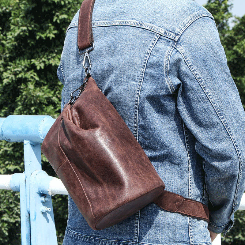 Black angel fashion trend leather men's Messenger bag multi-function casual street tide bag men's bag cross-border generation