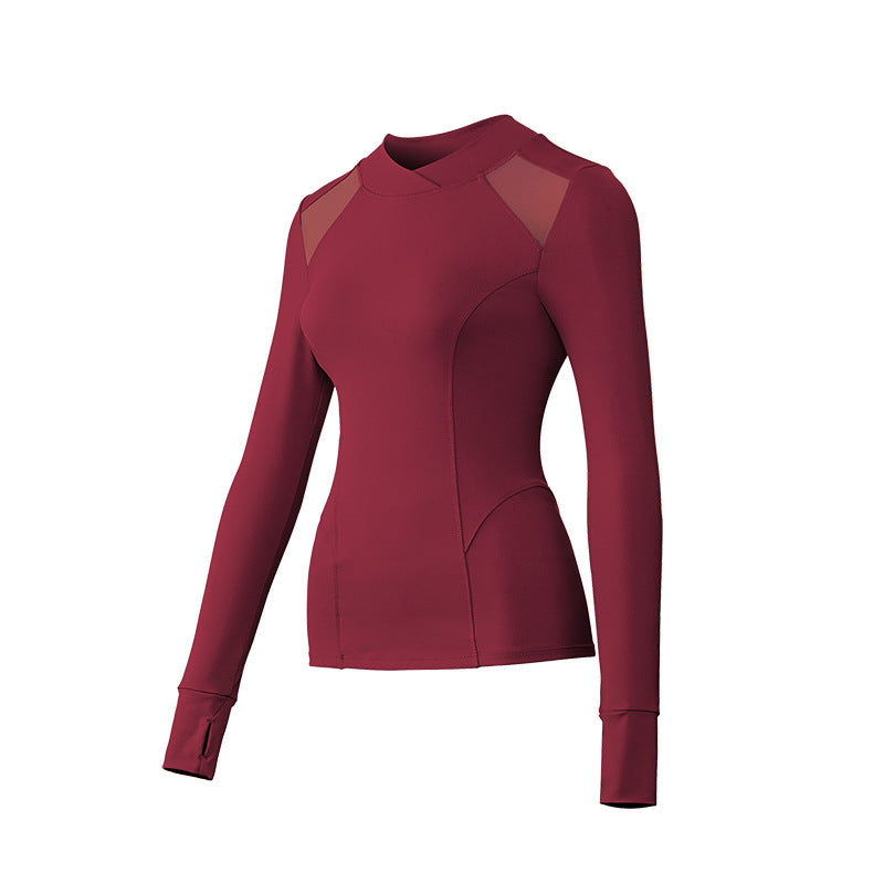 Fitstyle New Yoga Long Sleeve T-shirt Women Mesh Sports Workout Clothes Long-Sleeved T-shirt Women with Chest Pad Internet Celebrity Same Style