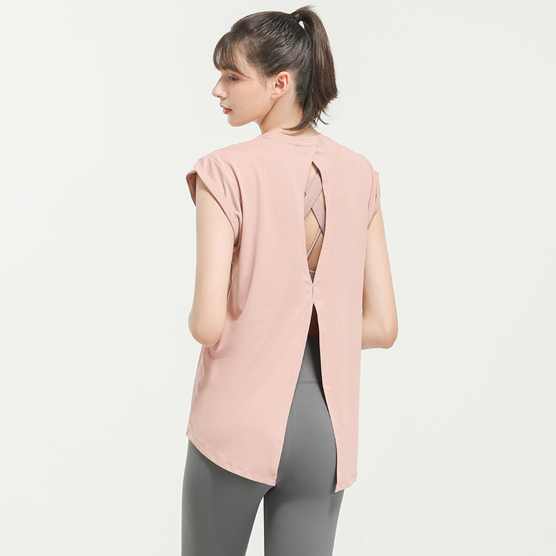 New Elegant Quick-Drying Sportswear T-shirt Fashion Yoga Clothes Sexy Beauty Back Top Internet Celebrity Workout Clothes Women