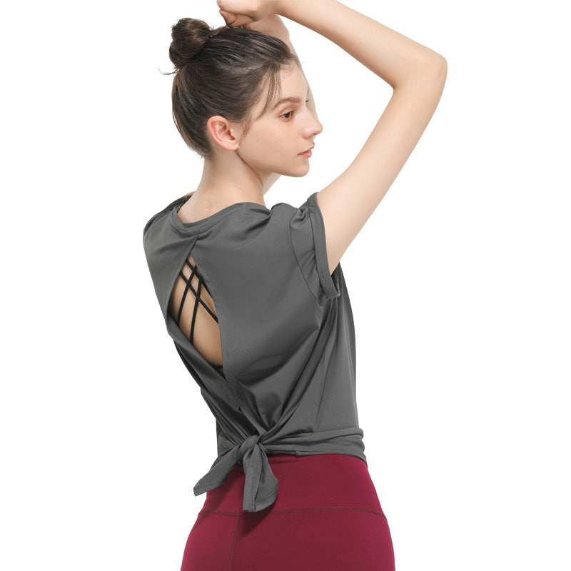 New Elegant Quick-Drying Sportswear T-shirt Fashion Yoga Clothes Sexy Beauty Back Top Internet Celebrity Workout Clothes Women
