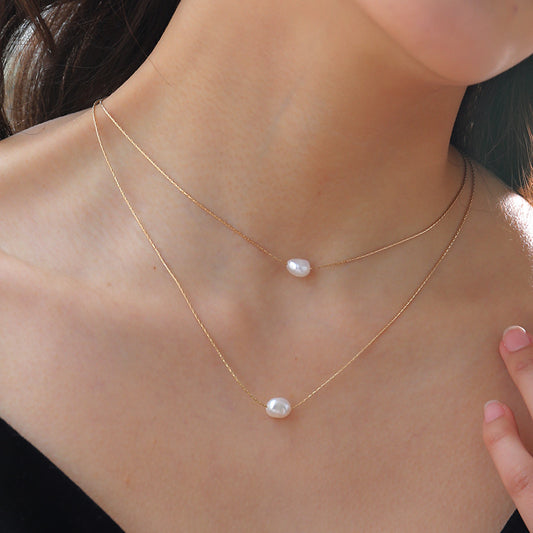 European and American wind necklace natural freshwater pearl card neck chain fashion ladies multi-layer necklace
