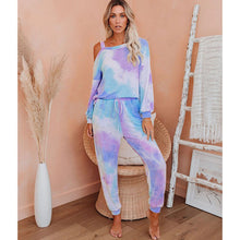 Load image into Gallery viewer, New round Neck Tie-Dyed T-shirt Bottoming Shirt Casual Fashionable Trousers Suit
