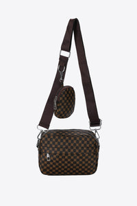 Traci K Geometric PU Leather Shoulder Bag with Small Purse