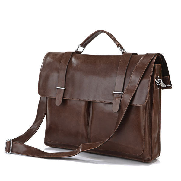 leather men's briefcase handbag shoulder diagonal bag computer bag 7100