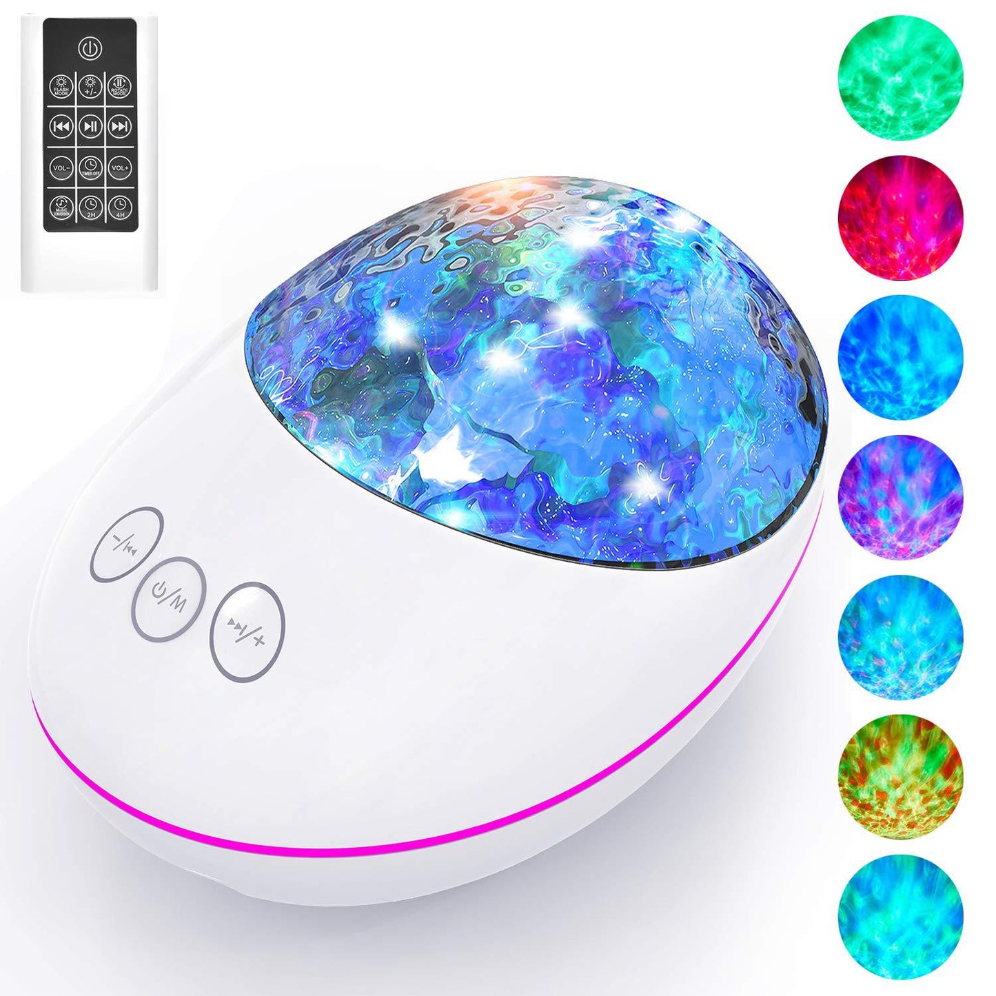 Cross-border lucky stone bluetooth remote control projection light dream music atmosphere light speaker led romantic ocean night light