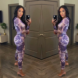 Fitstyle  ( as seen worn by Some Celebrities) New Long-Sleeved Printed Top Hip Lift Leggings Suit Yoga Clothes