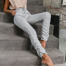 Load image into Gallery viewer, Casual grey high waist sport shirnk pants Women fashion sportswear all-match trousers Fitness pile of pants
