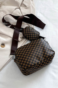Traci K Geometric PU Leather Shoulder Bag with Small Purse